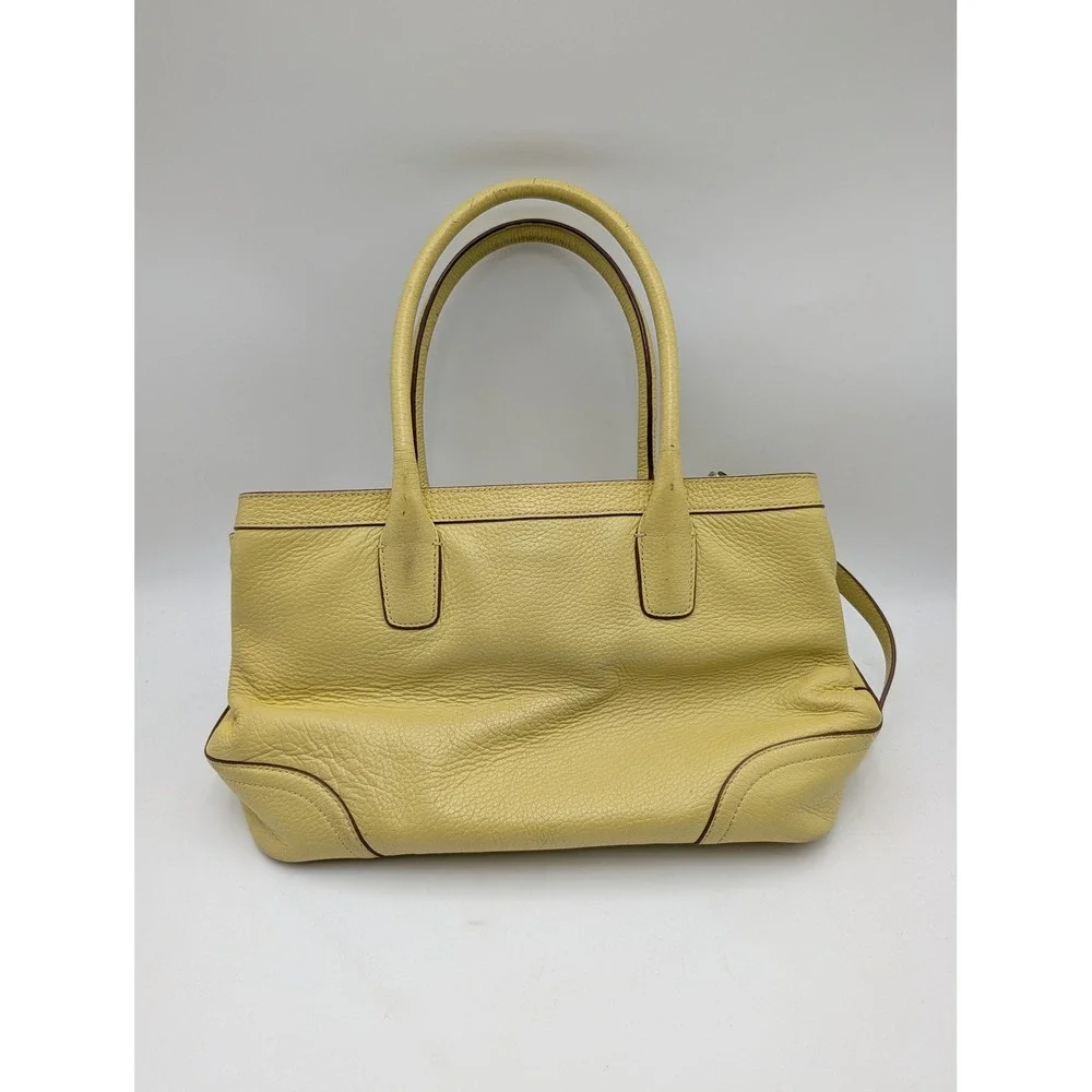 Lauren Ralph Lauren Satchel Bag Womens Medium Yellow Leather Shoulder Purse